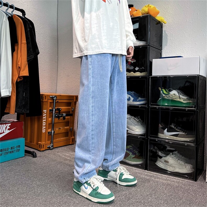 大量现货！六色休闲裤松紧腰宽松直筒牛仔裤A080-9291-P35,男装牛仔裤,电商A080