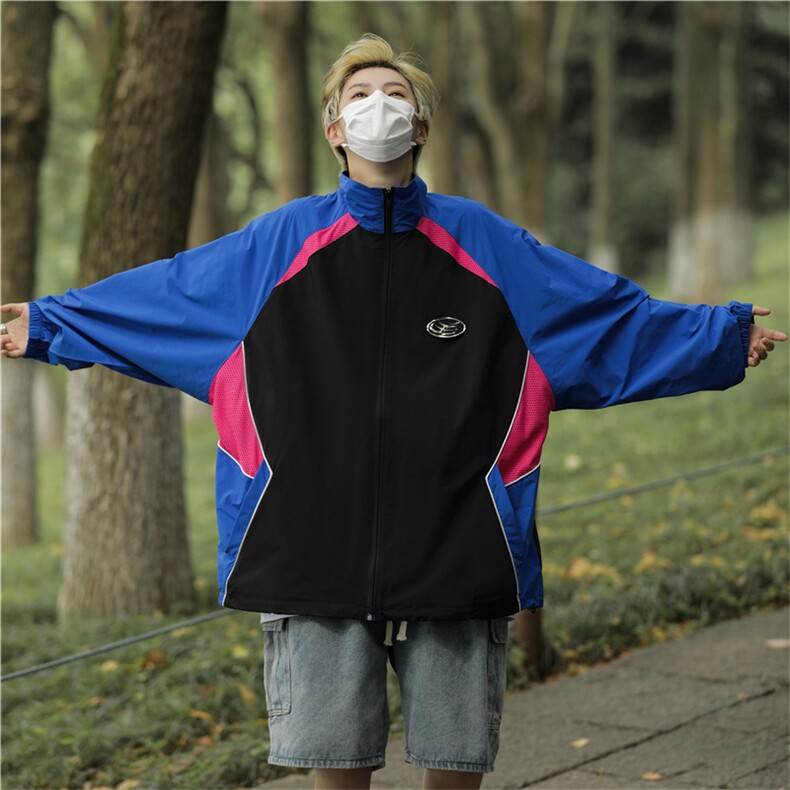 美式复古撞色嘻哈防晒衣外套男女薄夏季宽松防晒服夹克F02544-P48,男装夹克,星座308B-2