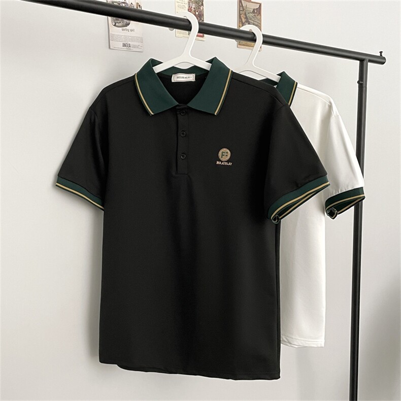 休闲痞帅短袖T恤男POLO衫潮牌拼接字母夏季新款体恤男PL0391-P32，男装Polo衫，星座308B-1