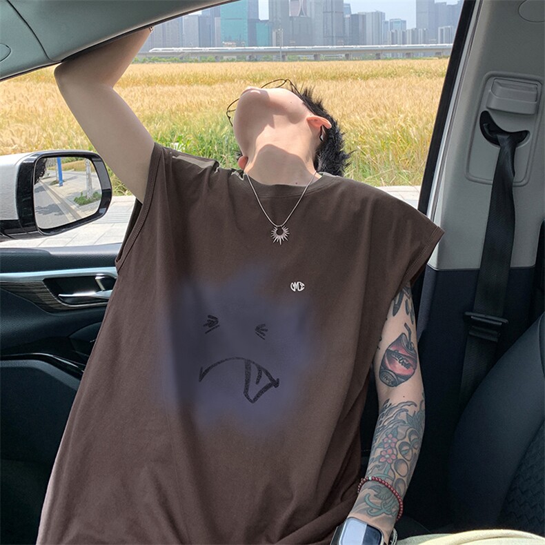 量大优得物抖音高品质重磅230克美式印花无袖t恤背心WB567特P18，男装背心/马甲，电商A486