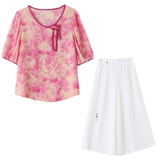 2025年夏季新款复古风清爽舒适套装，女装套装/套裙，多彩