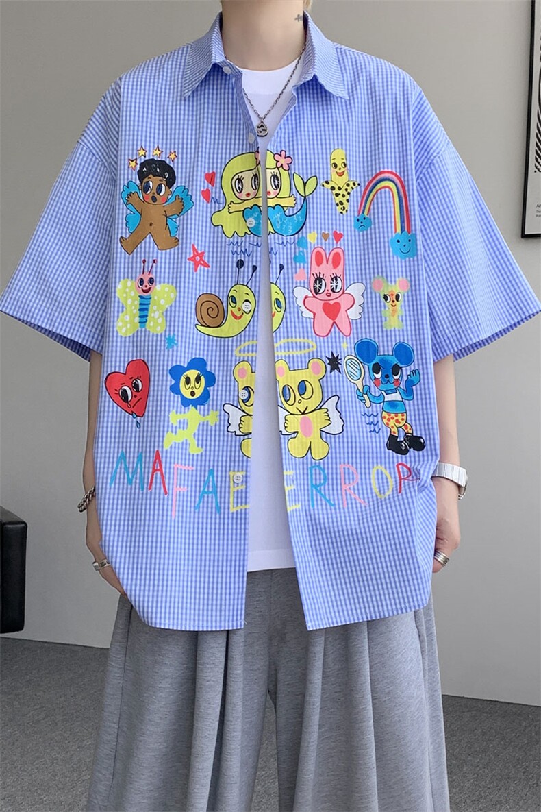 CS1128-P60控98高品质夏季新款设计感大码冰丝短袖情侣衬衫,男装T恤,电商A059