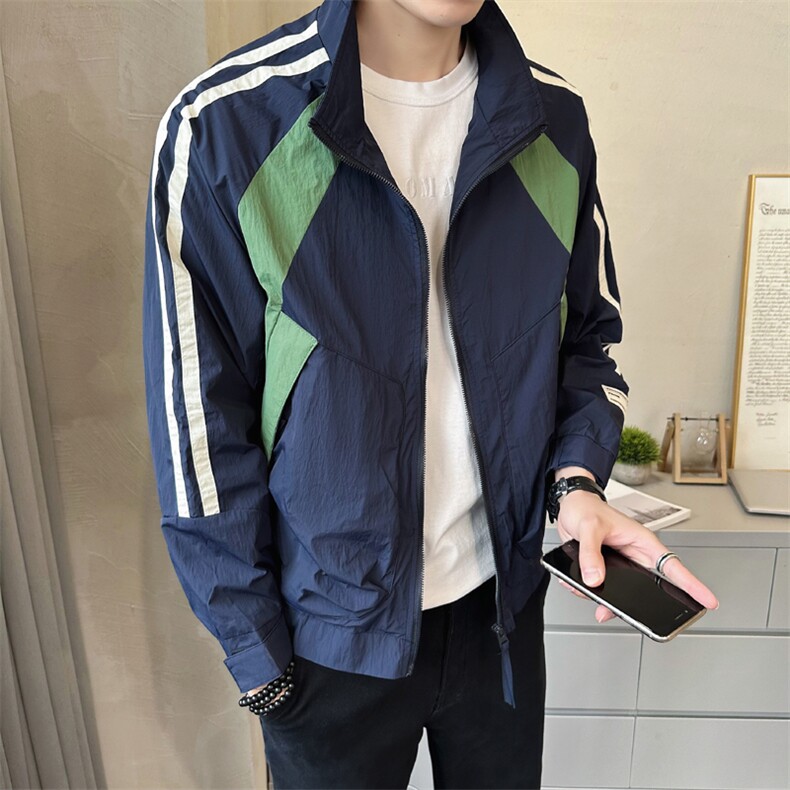男双杠设计外套上衣工装立领拼色夹克DS-A329-FL2318-P80,男装夹克,电商A329