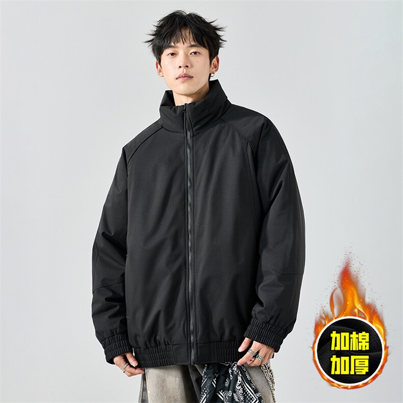 现货美式高街休闲棉衣夹克三防立领纯色户外工装加厚棉服外套,男装夹克,电商A486