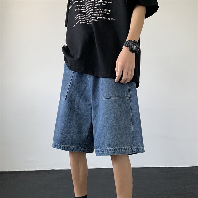 半松紧牛仔短裤男美式高街裤子潮牌痞帅宽松休闲五分裤N0518-P45,男装牛仔裤,星座308B-2