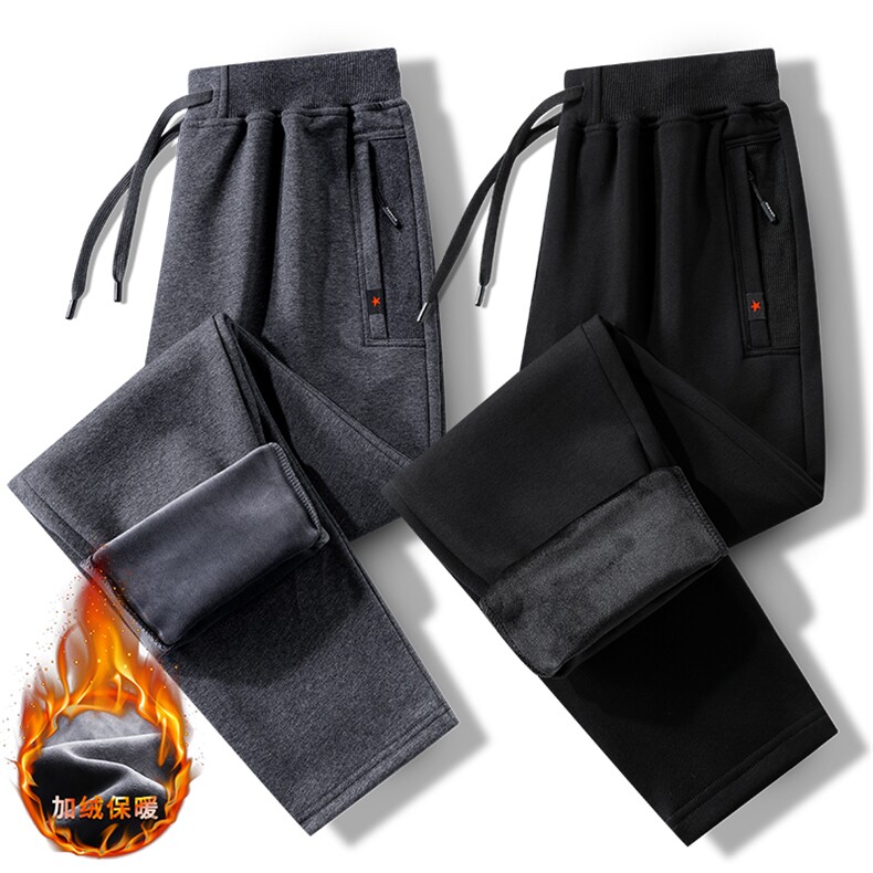 秋冬季男士休闲纯棉加绒卫裤松紧腰休闲运动长裤子潮男棉裤新款，男装棉裤，钱塘6003（原4033）