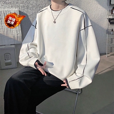 6883加绒款菠萝格拼接圆领休闲潮男生长袖卫衣YY6883-P50加绒P60，男装卫衣，电商C216