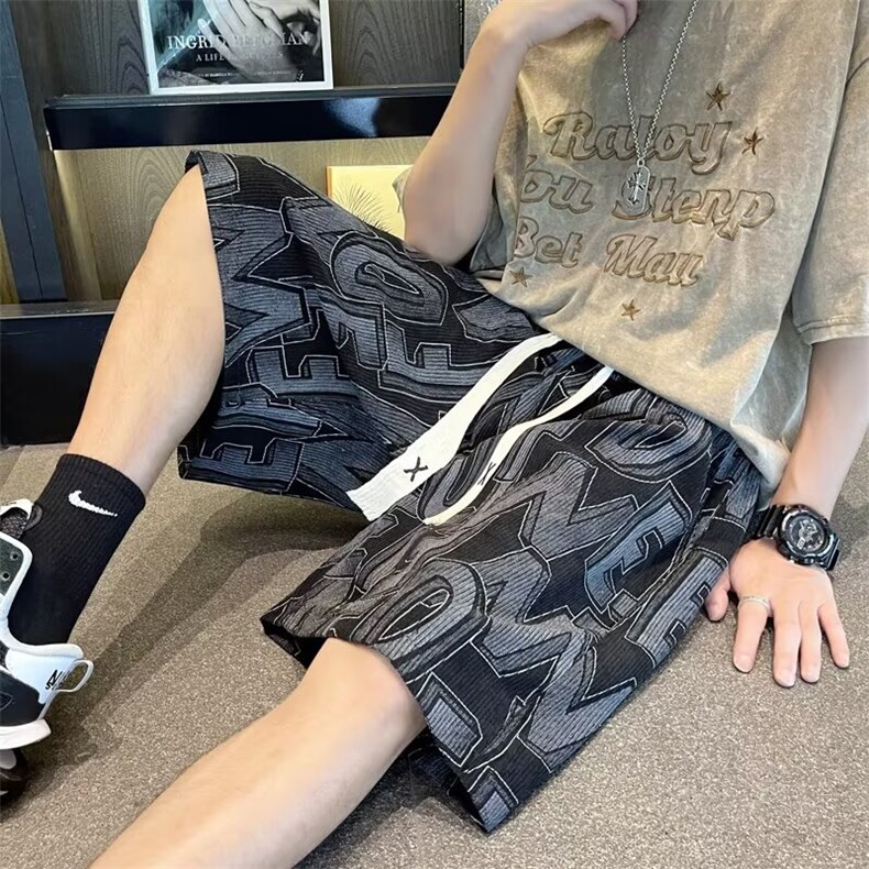 沙滩短裤男夏季薄款速干大裤衩宽松睡裤休闲五分裤子D0112-P28，男装休闲裤，星座308B-2