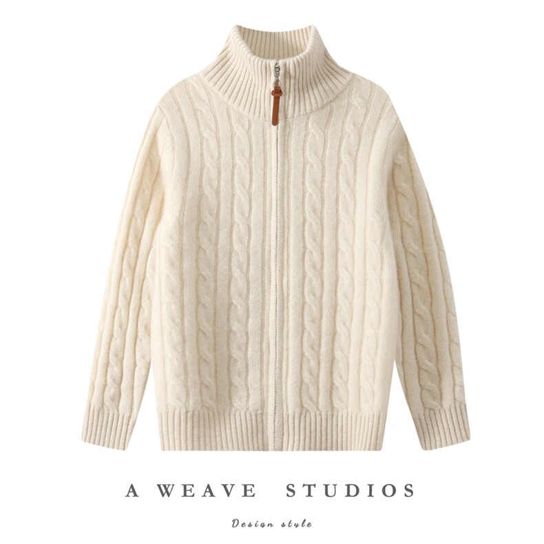 2025秋冬百搭时尚简约七针麻花开衫，童装儿童羊绒衫，联起羊绒