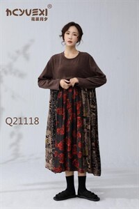 秋冬新款高品质时尚气质打底衫连衣裙,女装连衣裙,花辰月夕