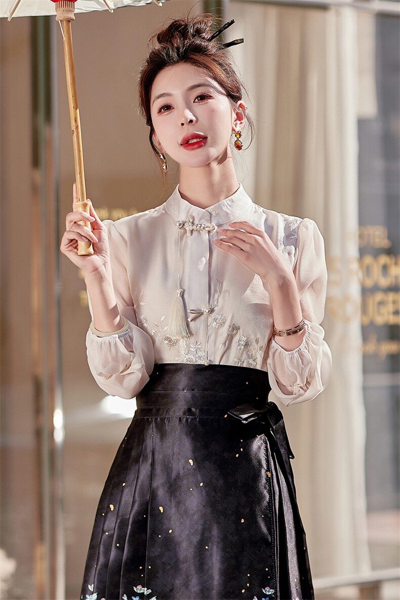 新中式国风刺绣女2025年春季新款气质优雅中式,女装衬衫,采品优优