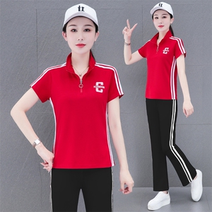燕颉冰丝运动休闲套装女2024新款广场舞服装洋气夏季跳舞两件套图片