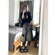 D5553-P45破洞牛仔短裤男女撞色网红超火炸街六分裤-网图现货，男装牛仔裤，星座603-2