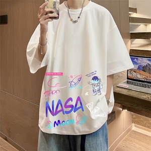 NASA联名同款华夫格t恤男短袖男大码五分袖 酒店风 HT73186-P22图片