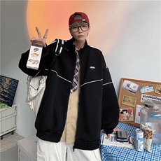 白色棒球服男ins秋季潮流宽松立领上衣港风潮牌百搭运动夹克外套，男装夹克，星座1210-1