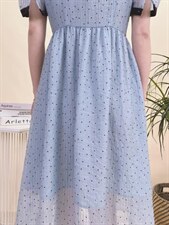 现货夏季新款植绒波点连衣裙，女装连衣裙，蘑小菇