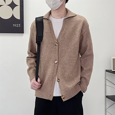 细针翻领开衫毛衣外套男生简约宽松休闲百搭长袖针织上衣M874，男装针织衫/毛衣，星座1116A-2（原606A-1）