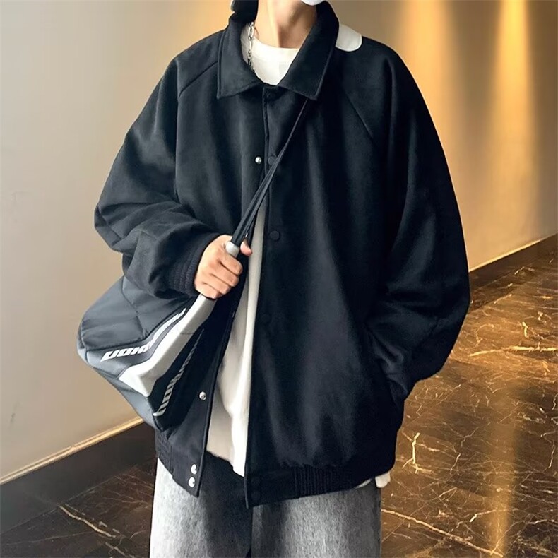 春季新款美式男重磅400克麂皮绒夹克外套W172P65图片