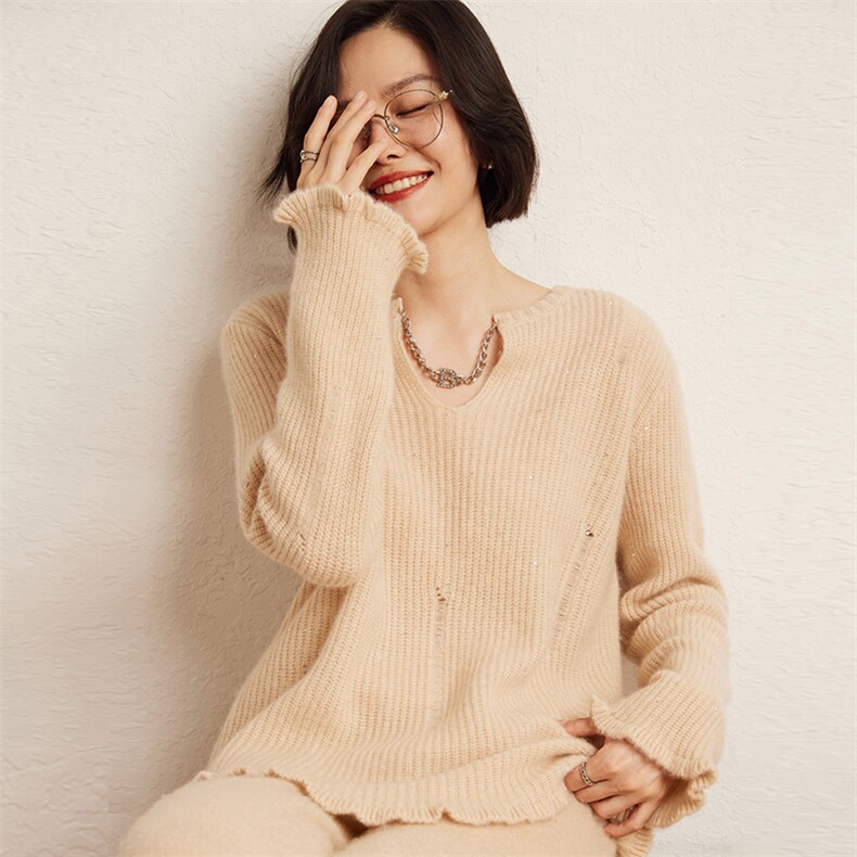 羊绒衫女加厚亲肤山羊绒毛衣内搭针织衫打底衫,女装羊绒衫,五色羊羊绒