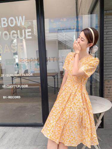 现货.花色连衣裙，女装连衣裙，秋水伊人