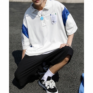 韩版潮流polo衫男短袖拼色2023夏季新款ins宽松学生衬衫W2741-P31图片