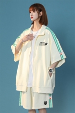 中性2023夏季新款潮流宽松运动风情侣开衫套装TZ658P85控108，男装休闲套装，A247A