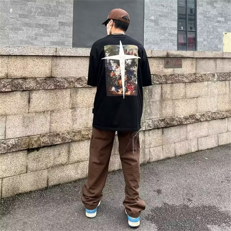 休闲裤男士韩版潮流高街帅拉链口袋2024春季新款ins长裤K5072-P37,男装休闲裤,星座412-3