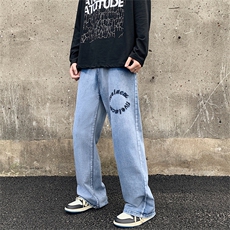 美式牛仔裤子男高街ins潮牌宽松直筒裤复古风长裤N0870-P40，男装牛仔裤，星座308B-1