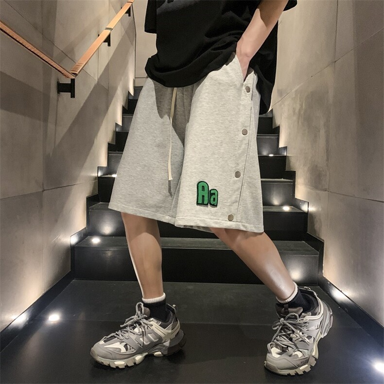 2023夏季排扣短裤潮牌宽松休闲裤运动裤313A-1-KK285-P45控价58,男装休闲裤,星座808A-1