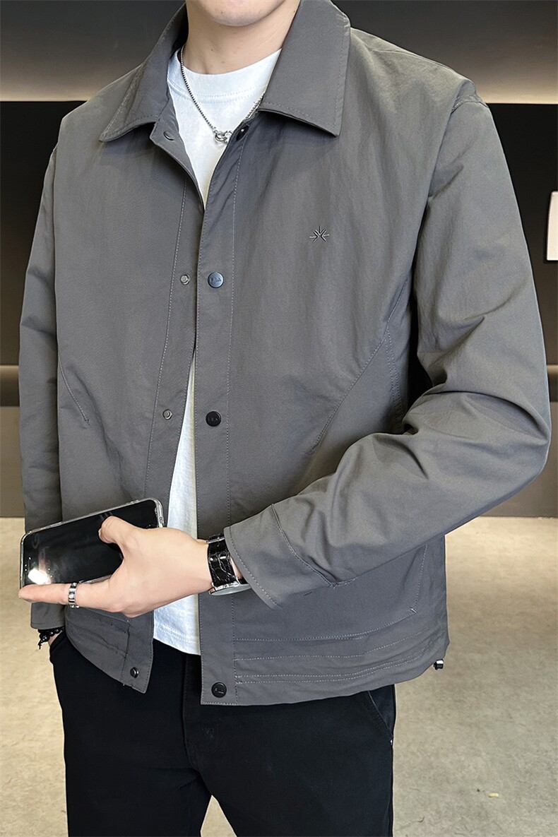 外套男款秋季2025新款翻领简约休闲百搭夹克C317-85216-P105,男装夹克,电商C317