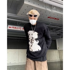 斑点狗水貂绒毛衣男女冬季软糯马海毛中长款针织衫上衣潮MY9197，男装针织衫/毛衣，星座516A
