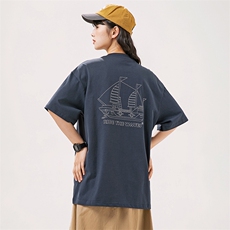 2025夏季新款男装日系潮牌纯棉印花圆领宽松短袖休闲T恤T958-F48，男装T恤，电商A101（原外27）