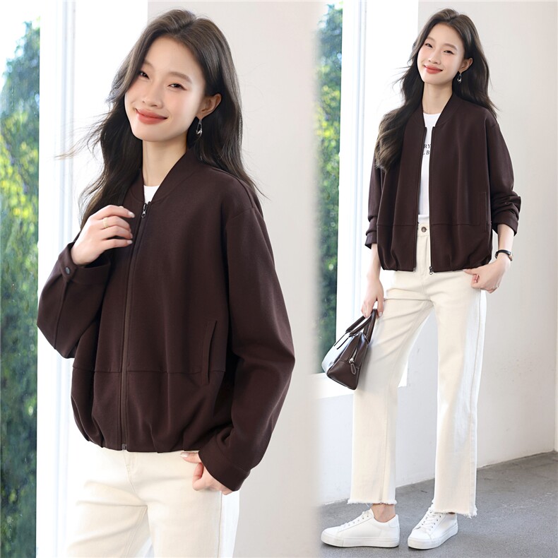 休闲立领短外套女2025早春秋新款百搭显瘦流行棒球服夹克上衣,女装短外套,涵誉