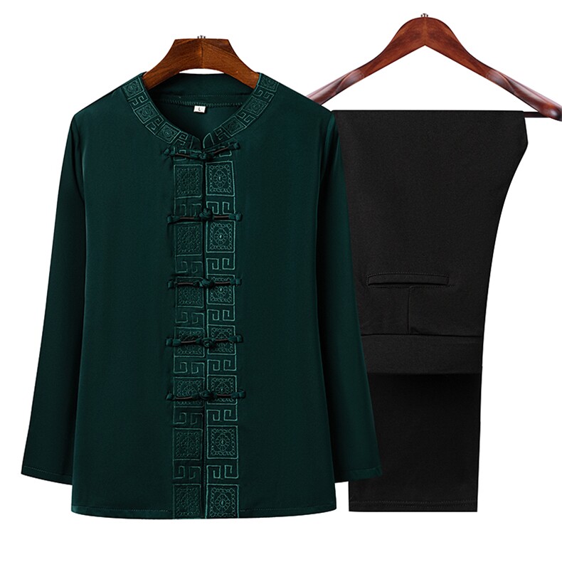唐装男长袖套装秋季款棉麻春秋季薄款中年爸爸装YD9828-P135,男装民族服装,星座1105-3
