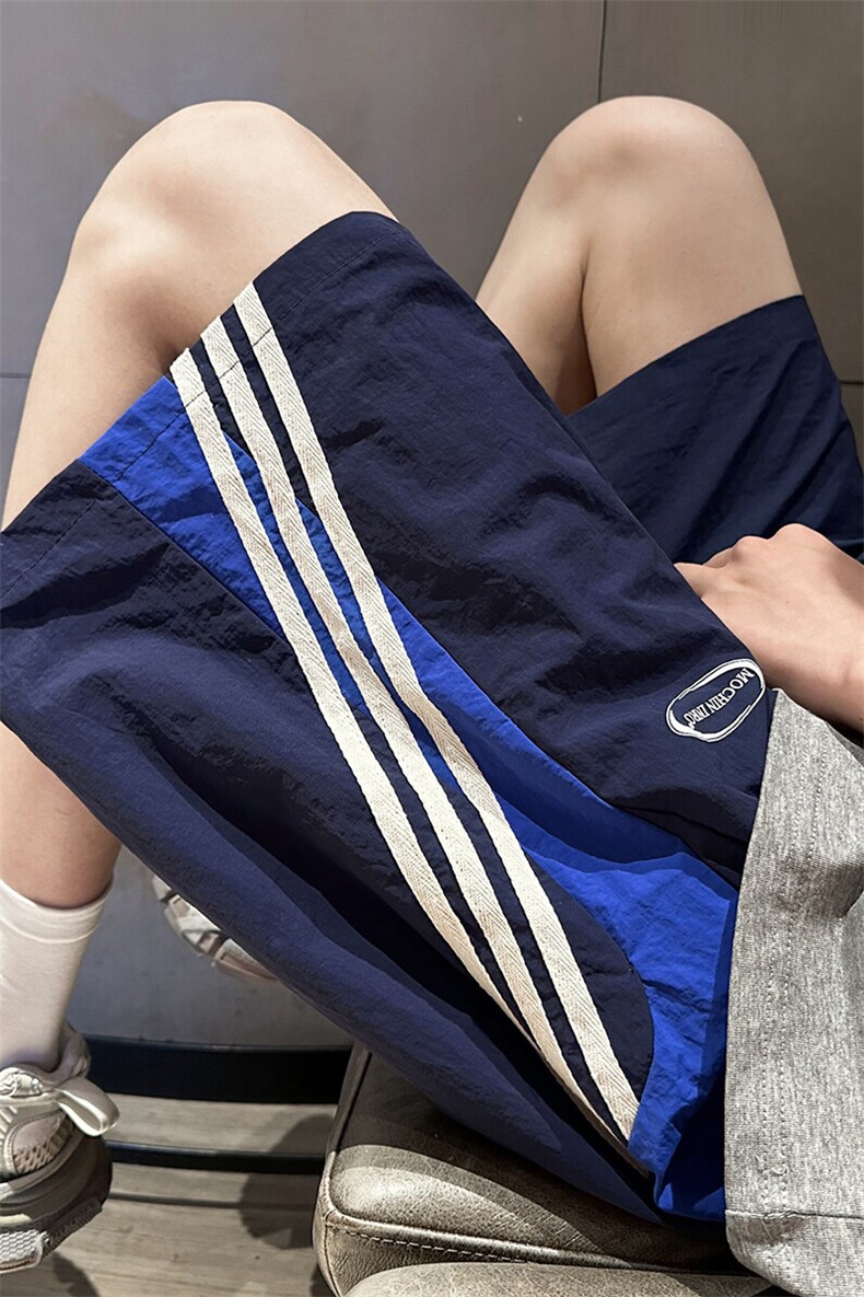 条纹撞色速干短裤男夏季薄款宽松五分裤FSDK246M-3XL特p30控58,男装牛仔裤,电商B219B