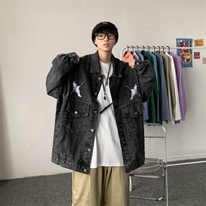 现货~男士夹克宽松仙鹤刺绣花牛仔外套茄克衫 XZ815-JK119P70图片