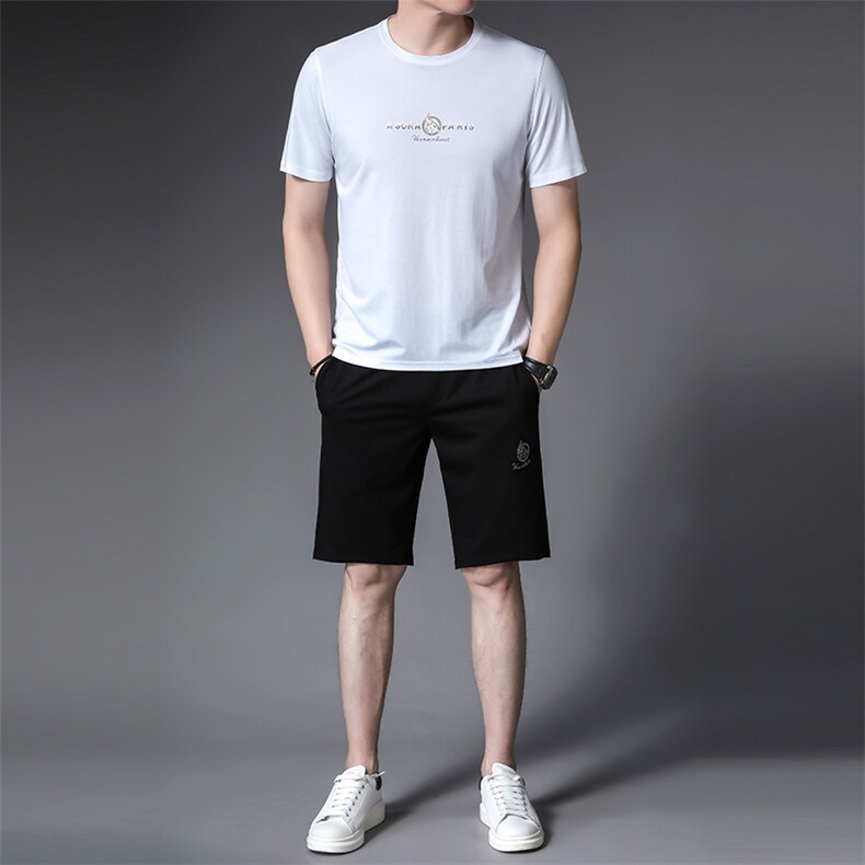 男装2022套装男冰丝薄款夏装POLO衫免烫衣服中老年短袖长裤三件套,男装休闲套装,电商B212（原钱塘6029）
