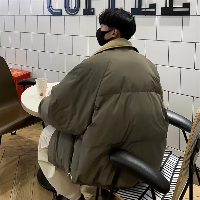 简约设计感翻领短款面包服棉衣外套男女情侣棉服M16-P83,男装棉衣,星座308B-2