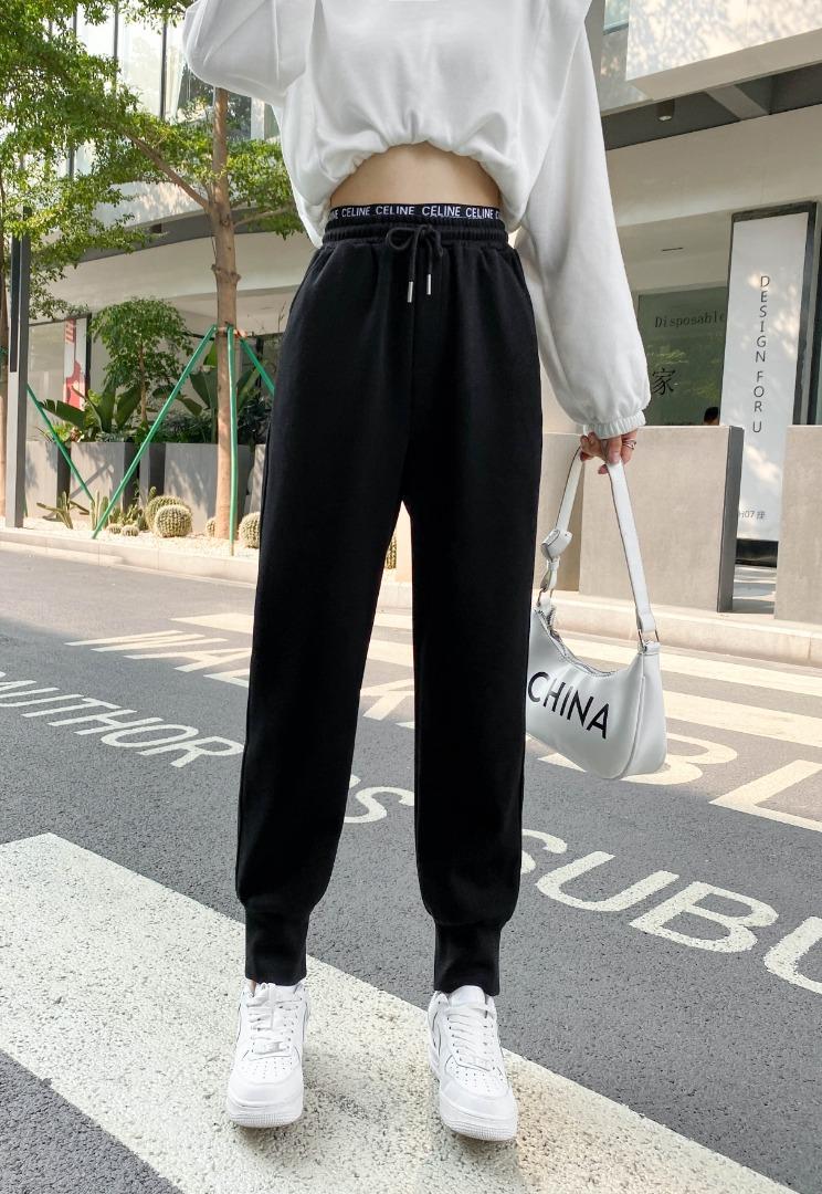 2021新款韩版女裤休闲工装裤小脚抽绳哈伦裤,女装其它,冬进一族