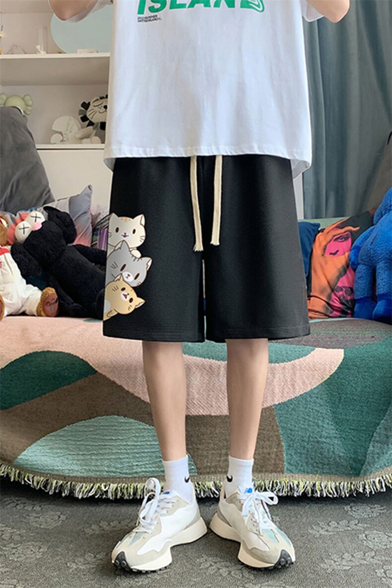 HD74164-P22华夫格短裤男大码宽松五分裤男直筒中裤,男装休闲裤,电商A040