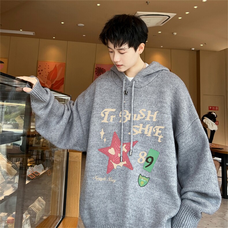 高品秋冬季连帽毛衣男复古慵懒风针织衫毛衣外套MYL3313-P65控88,男装针织衫/毛衣,电商B370