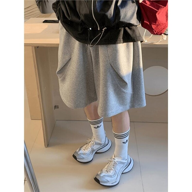 重磅短裤男女夏季潮牌廓形运动弯刀裤子宽松休闲五分裤YD16,男装牛仔裤,星座208-5
