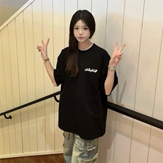 万针全刺绣工艺抖音得物高品质260克重磅纯棉双纱美式高街短袖T恤，男装T恤，电商A486-1