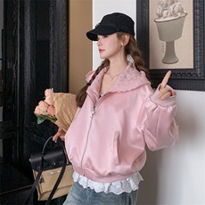现货春秋装新款欧货假两件上衣蕾丝拼接外套女1潮82-8601P160K248，女装短外套，浙宝182A