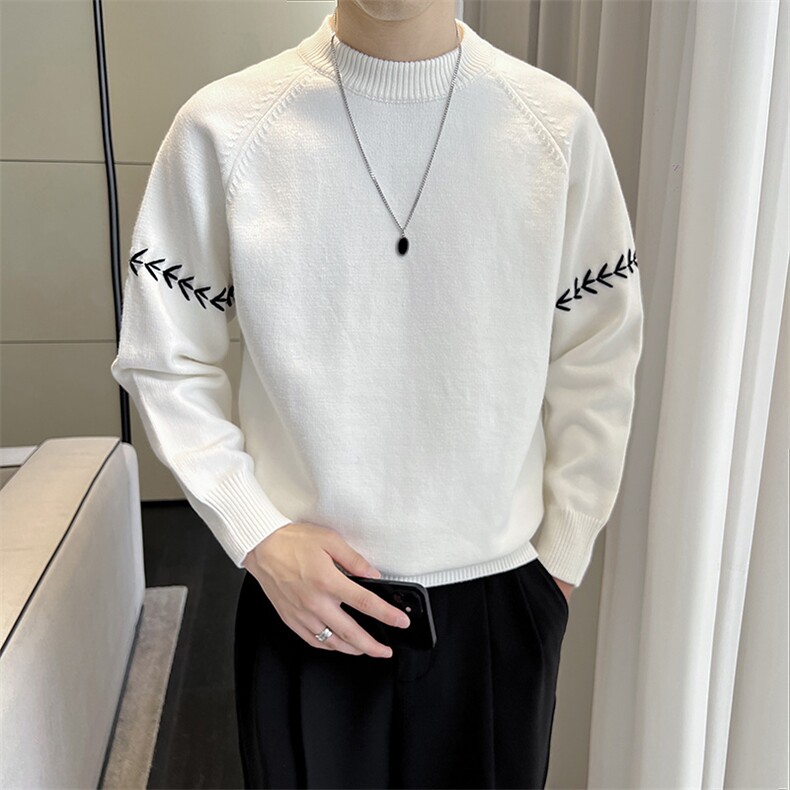 盗图-轻熟风小众设计感明线针织毛衣线衫MZ20/P75控105,男装针织衫/毛衣,电商A243