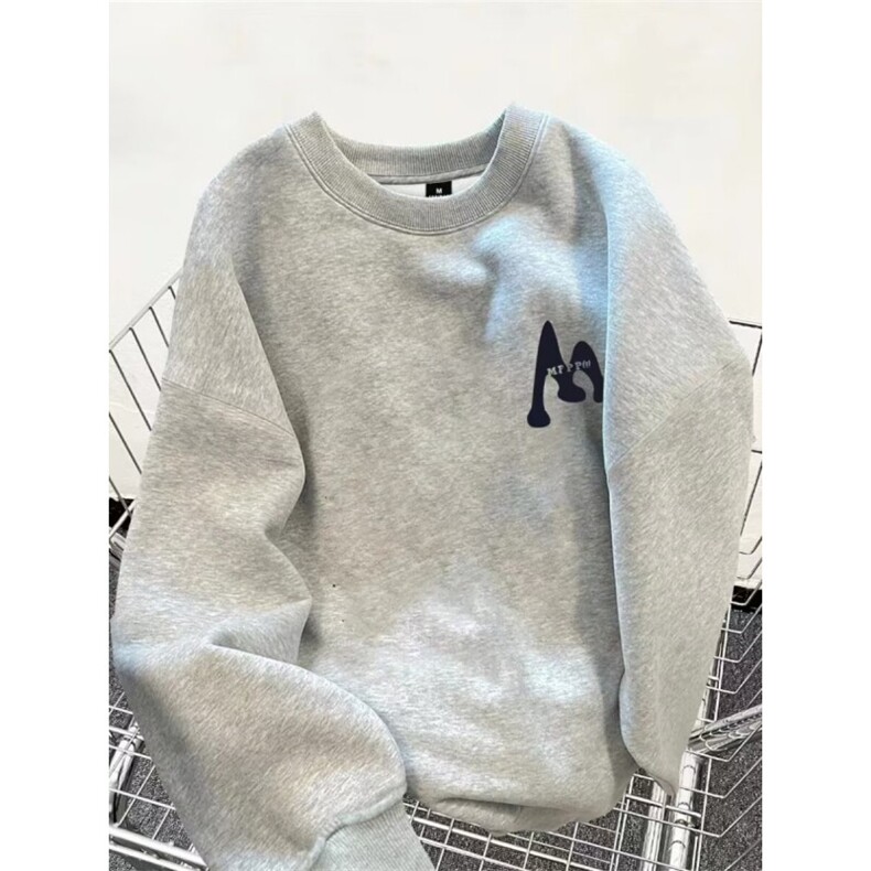 350g潮牌圆领宽松情侣长袖打底衫上衣服束口T恤卫衣Y66-P38网图,男装T恤,电商B245