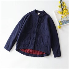 料盘扣衣，女装棉衣/棉服，蓝院