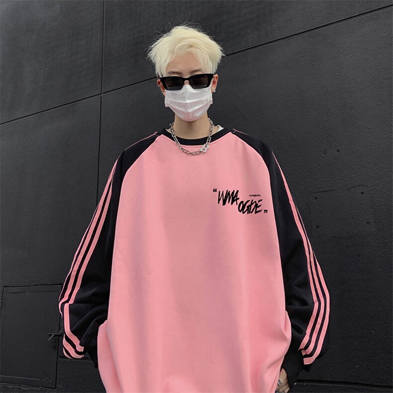 抖音得物供货提供视频秋冬重磅美式宽松织带圆领卫衣0754,男装卫衣,电商A486
