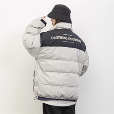 加绒加厚冬男女高领棉衣撞色工装大口袋印花面包服棉袄MY123P68，男装棉衣，星座1013-1