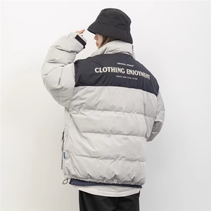 加绒加厚冬男女高领棉衣撞色工装大口袋印花面包服棉袄MY123 P68图片